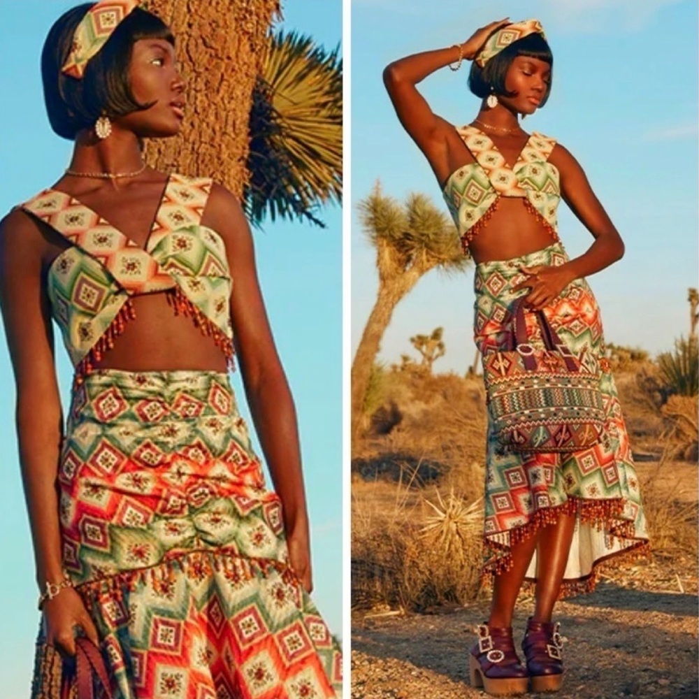 Autumn Adeigbo Festive Beaded Women’s Diamond Soraya TOP ONLY NWT Size 2